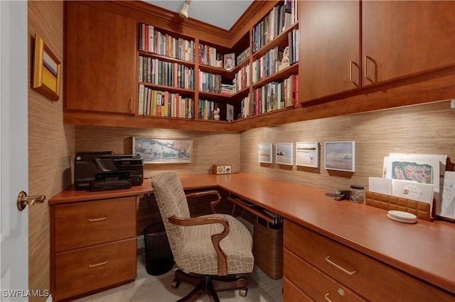 home office with built in desk