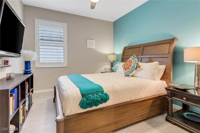 bedroom featuring ceiling fan