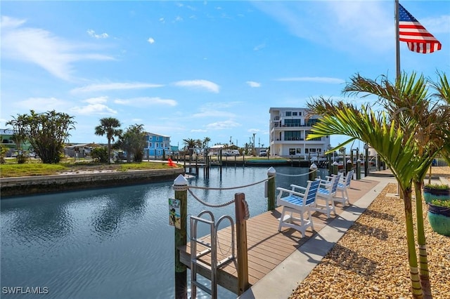 view of dock featuring a water view