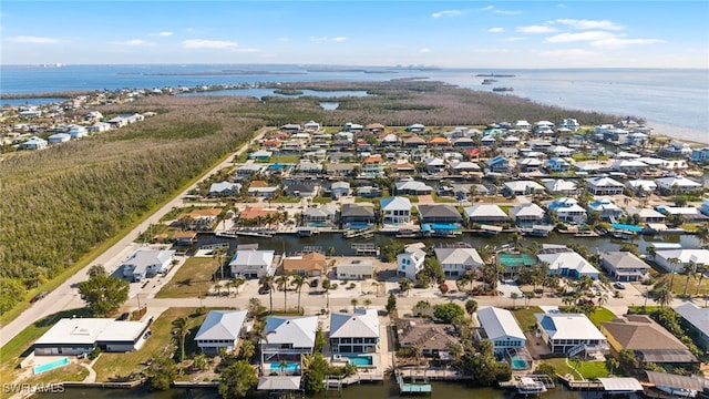 bird's eye view featuring a water view