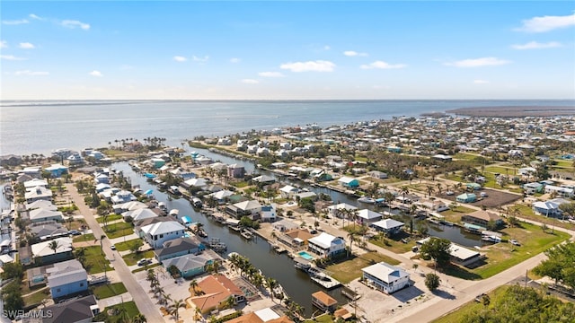 bird's eye view featuring a water view