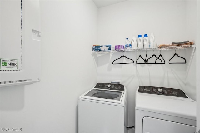 laundry room featuring washing machine and clothes dryer