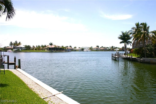 dock area featuring a water view