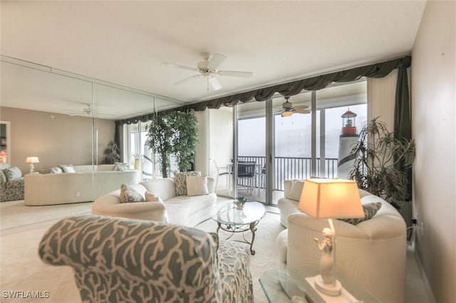 living room featuring expansive windows