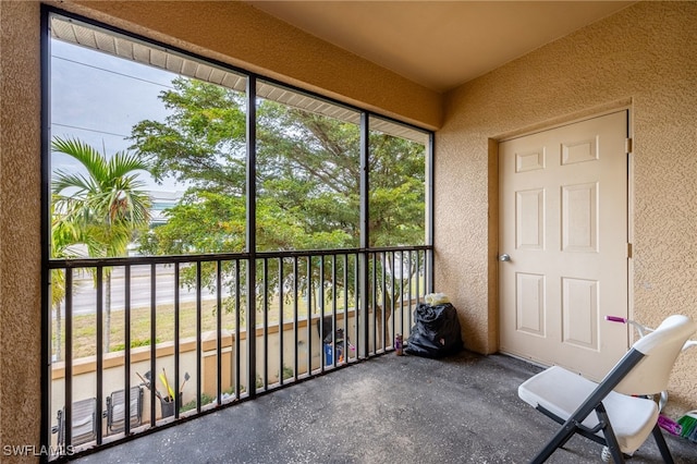 view of unfurnished sunroom