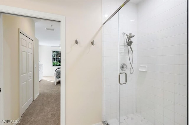 bathroom with a stall shower