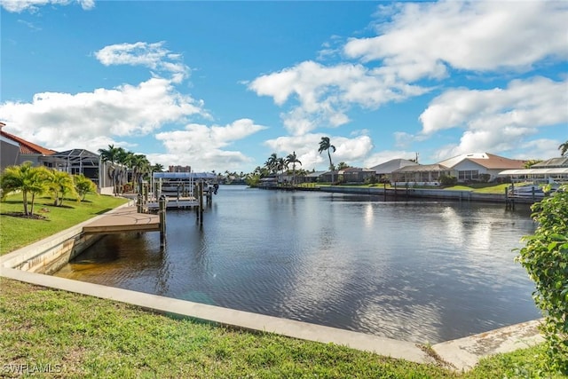 view of dock featuring a water view