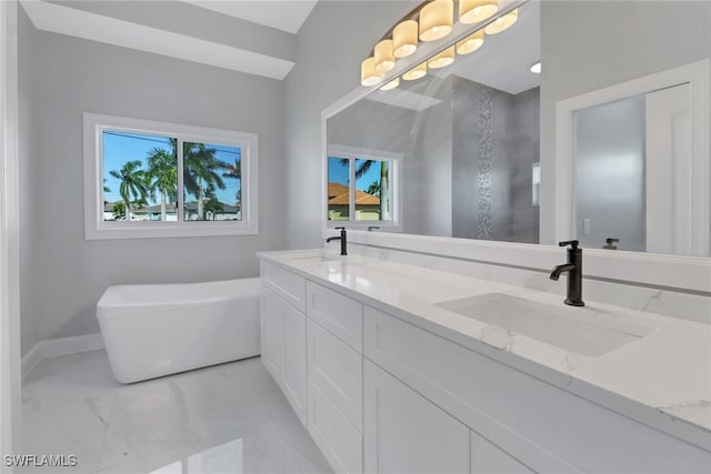 bathroom featuring vanity and a bathtub