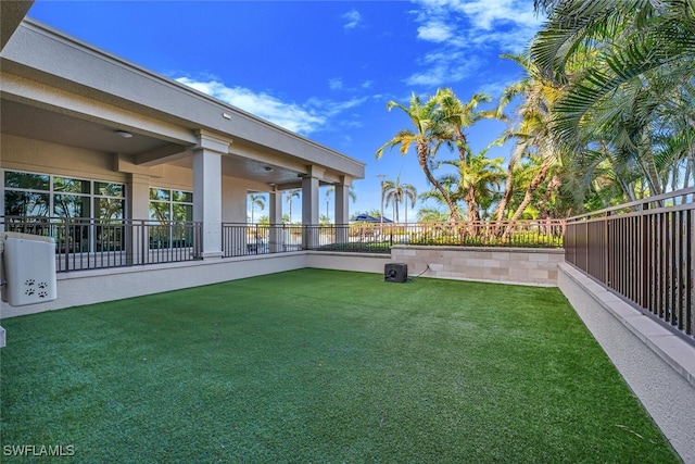 view of yard featuring a fenced backyard