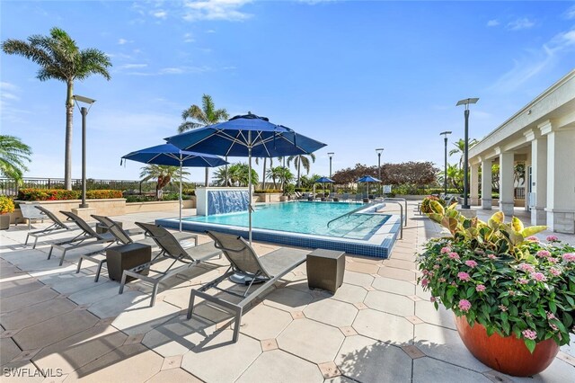 view of pool featuring a patio area