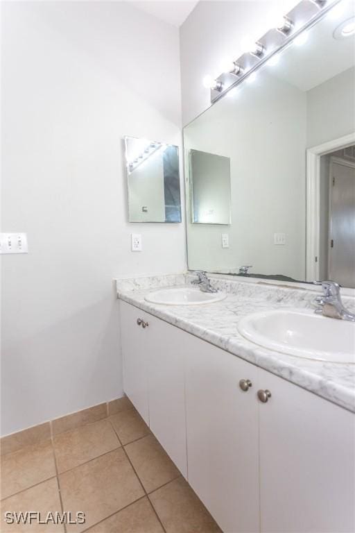 bathroom featuring tile patterned flooring and vanity