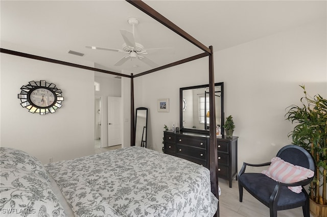 bedroom featuring ceiling fan