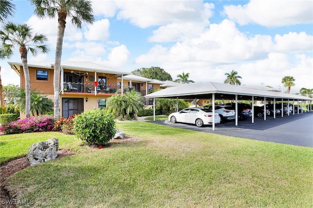 view of covered parking lot