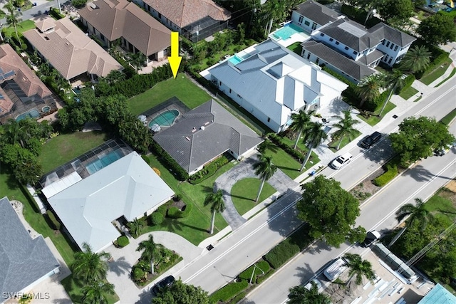 aerial view with a residential view