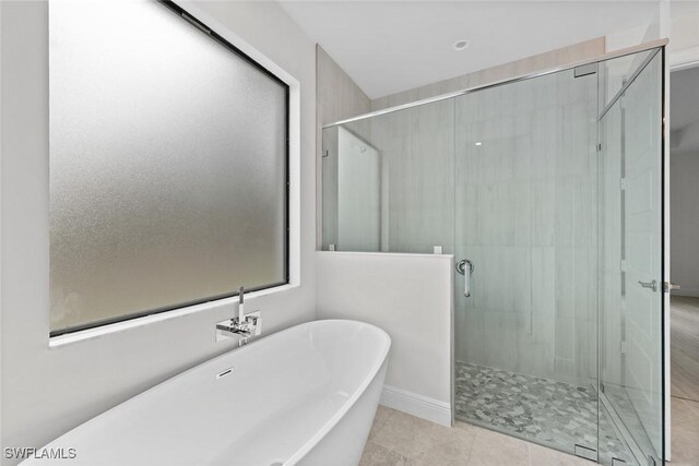 bathroom with plus walk in shower