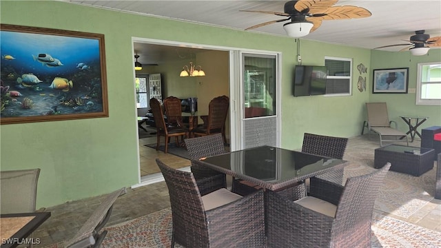 view of patio / terrace with ceiling fan and an outdoor hangout area