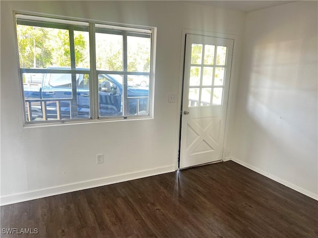 entryway with dark wood-type flooring