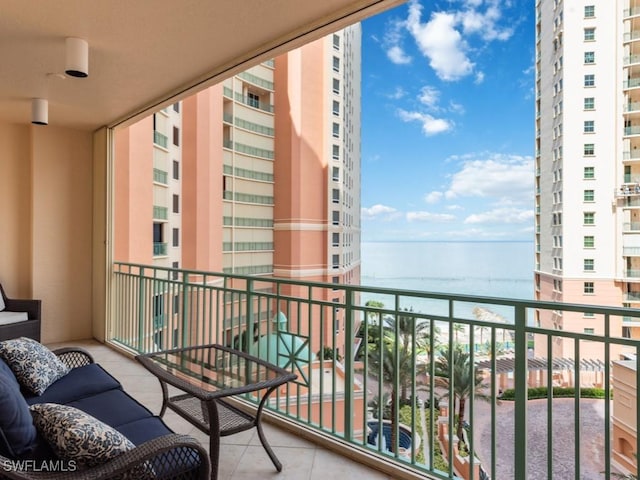 balcony with a water view