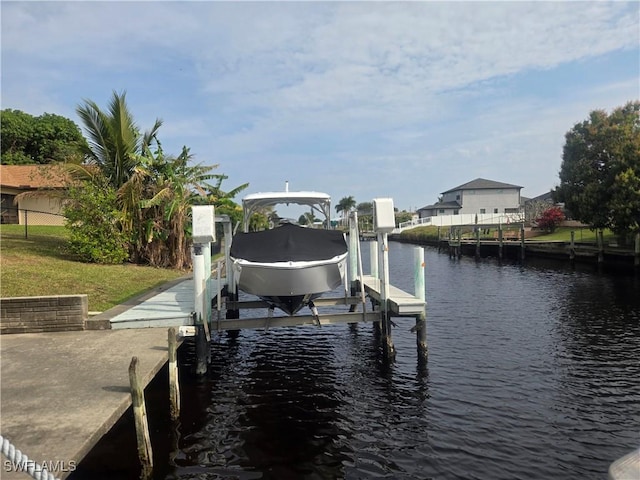 view of dock featuring a water view