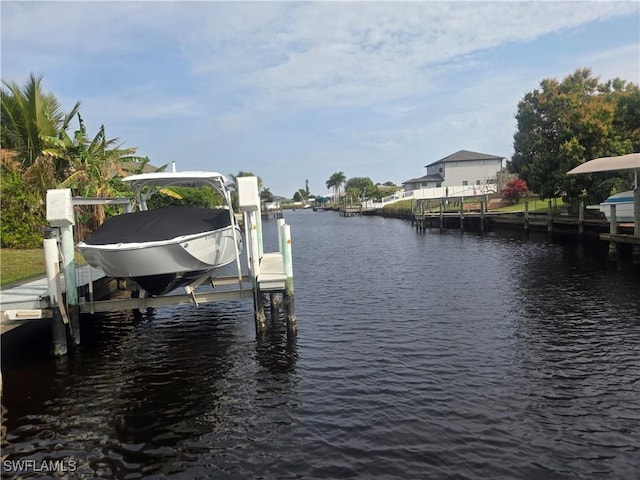 view of dock featuring a water view