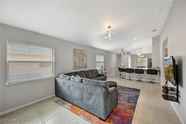 view of tiled living room