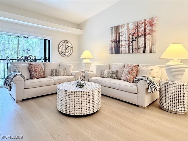 living room featuring light wood-type flooring