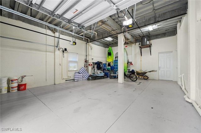 garage with a garage door opener