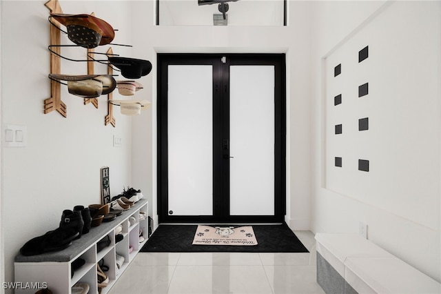 interior space featuring light tile patterned floors