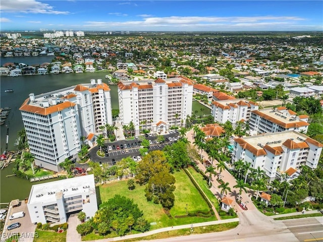 bird's eye view featuring a water view