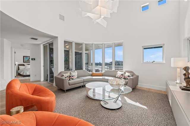 living room with hardwood / wood-style flooring