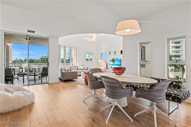 dining room with light hardwood / wood-style flooring