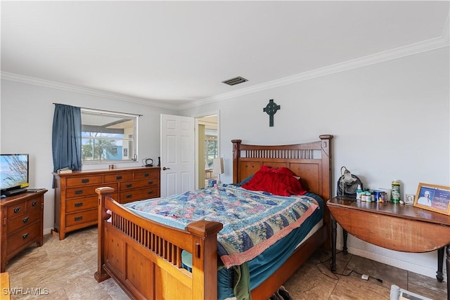 bedroom featuring ornamental molding