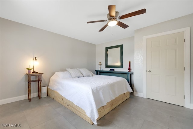 bedroom featuring ceiling fan