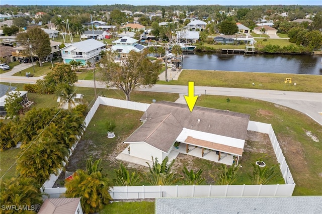 bird's eye view featuring a water view