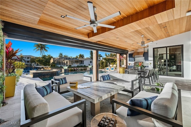 view of patio / terrace featuring an outdoor living space and ceiling fan