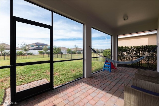 view of unfurnished sunroom