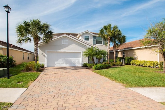 view of front of home with a front lawn