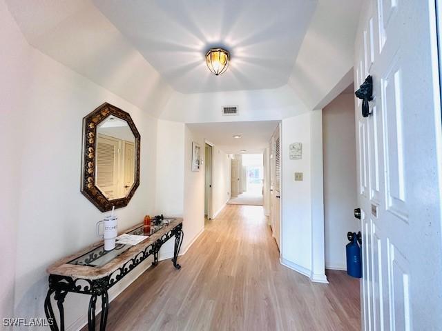 hall featuring light wood-type flooring