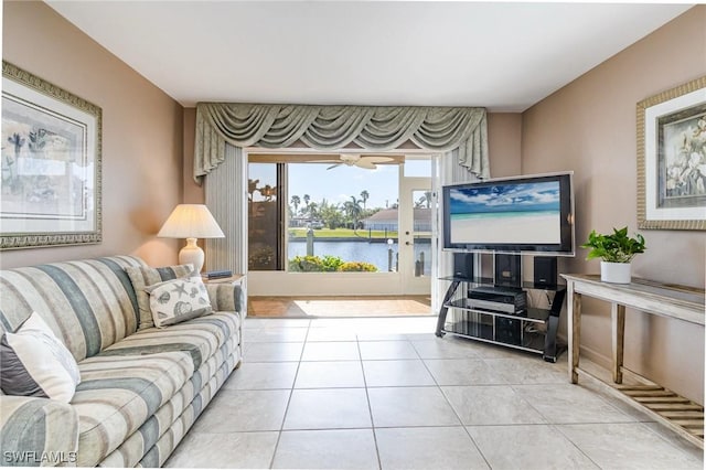 view of tiled living room