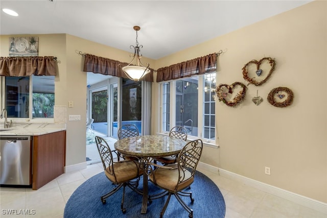 view of tiled dining area