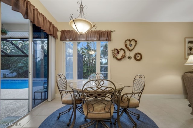 view of tiled dining room