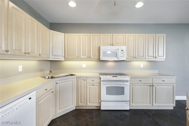 kitchen with white appliances and sink