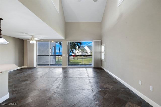 spare room with ceiling fan