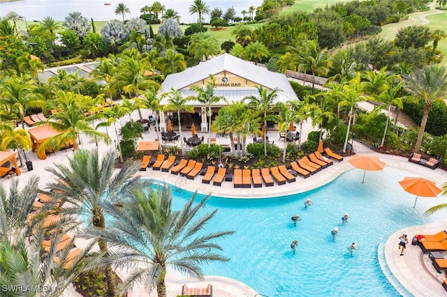 view of pool with a patio