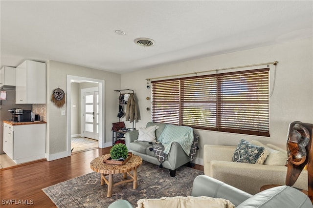 living room with wood-type flooring