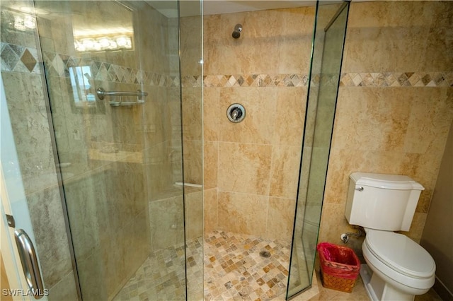 bathroom featuring toilet and walk in shower