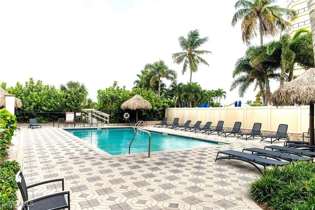 view of pool featuring a patio area