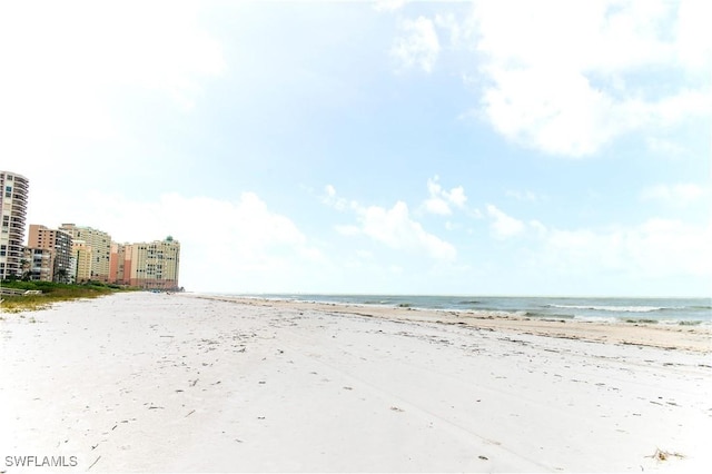 property view of water featuring a view of the beach