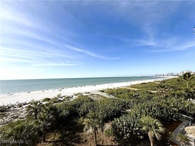 property view of water featuring a view of the beach