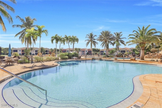 view of swimming pool featuring a patio